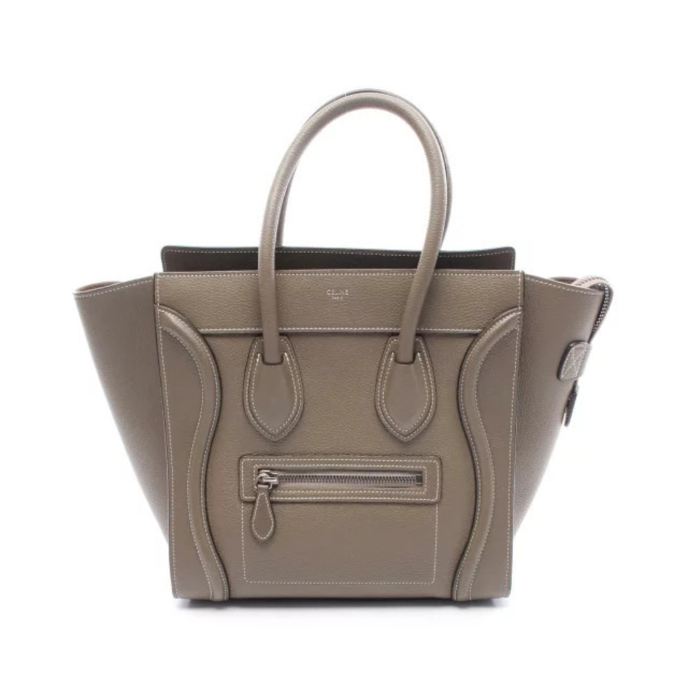 Celine Luggage Tote Shopper Handbag Leather Gray